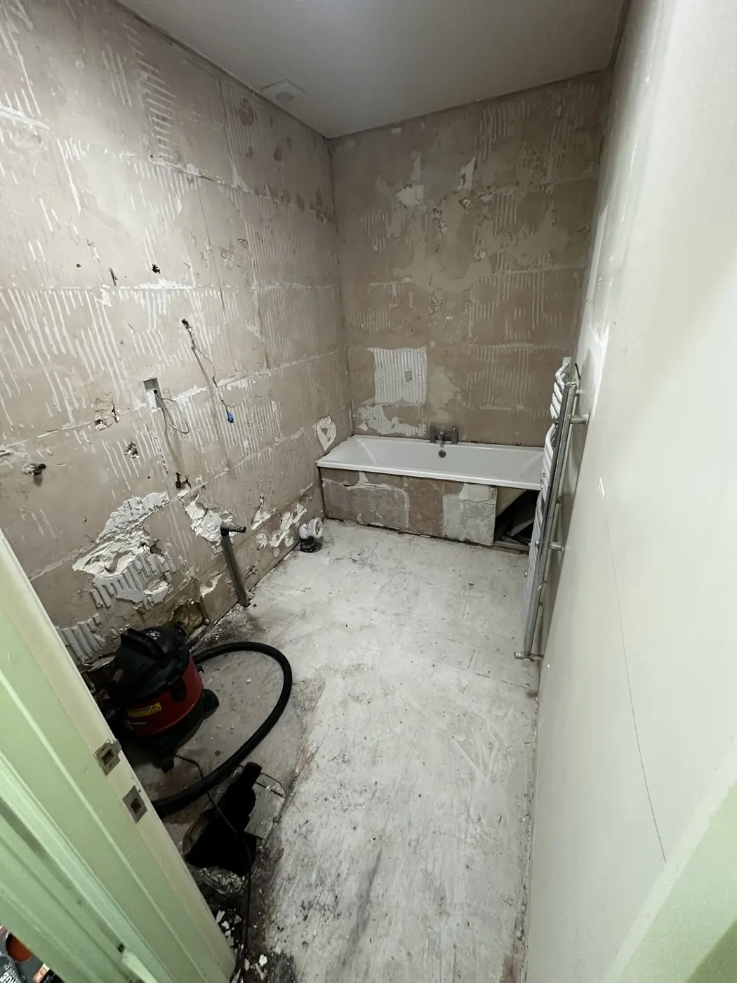 Bathroom stripped back ready for plumbing and preparation work